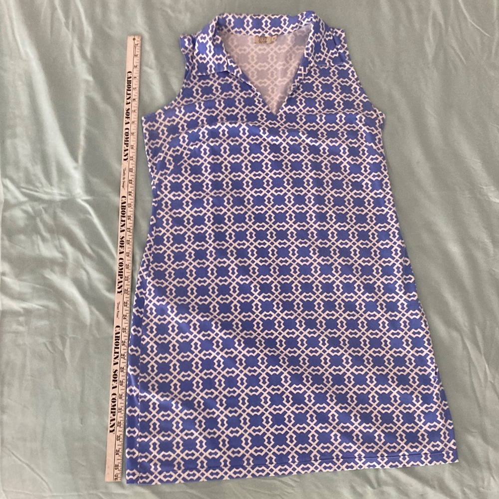 Katherine Way Sleeveless Blue and White Dress